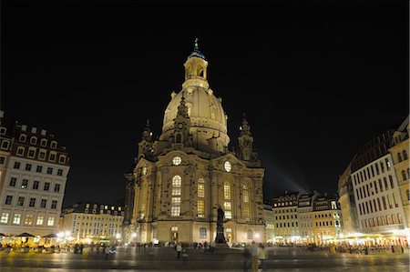 Dresden Frauenkirche at Night, Dresden, Saxony, Germany Foto de stock - Sin royalties Premium, Código: 600-03478661