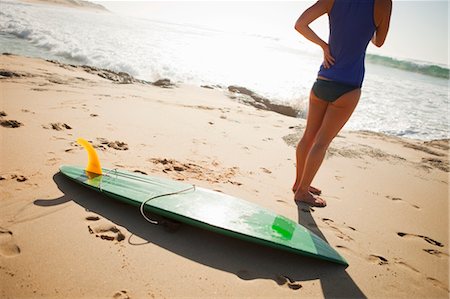 Woman and Surfboard, Baja California Sur, Mexico Stock Photo - Premium Royalty-Free, Code: 600-03586520
