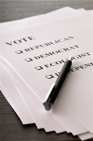 démocratie - Stylo et vote Photographie de stock - Premium Libres de Droits, Code: 600-03587151