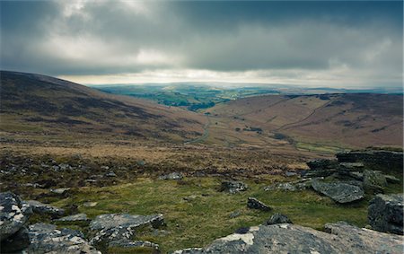 View of Dartmoor from Rippon Tor, Widecombe in the moor, Devon, England Stock Photo - Premium Royalty-Free, Code: 600-03587268