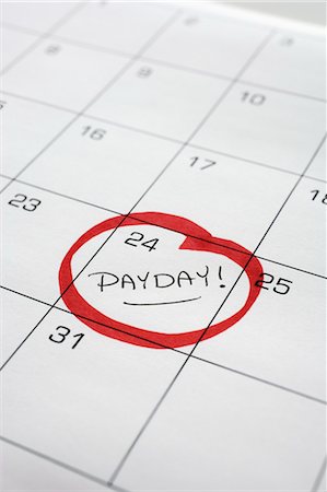 data - Calendar with Payday Circled Fotografie stock - Premium Royalty-Free, Codice: 600-03615731
