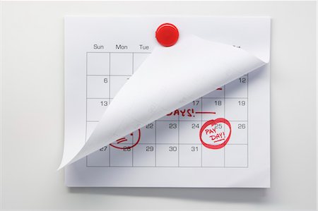 schlinge - Kalender mit Zahltag eingekreist Stockbilder - Premium RF Lizenzfrei, Bildnummer: 600-03615746