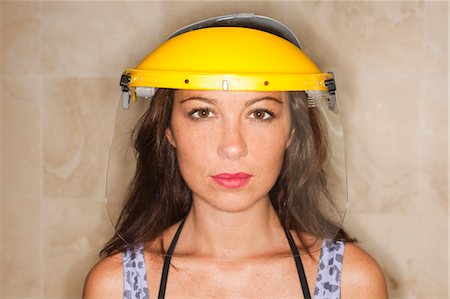 dangerous kitchen - Woman Wearing Protective Face Shield, Madrid, Spain Stock Photo - Premium Royalty-Free, Code: 600-03638626