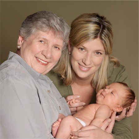 Portrait of Mother and Grandmother With Newborn Baby Stock Photo - Premium Royalty-Free, Code: 600-03638850