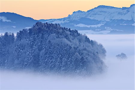 foggy snowy mountain - Overview of Swiss Alps in Winter, Canton of Berne, Switzerland Stock Photo - Premium Royalty-Free, Code: 600-03644635