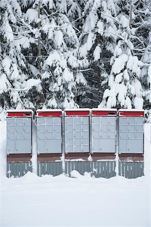 Zeile der Briefkästen im Schnee, Britisch-Kolumbien, Kanada Stockbilder - Premium RF Lizenzfrei, Bildnummer: 600-03644683