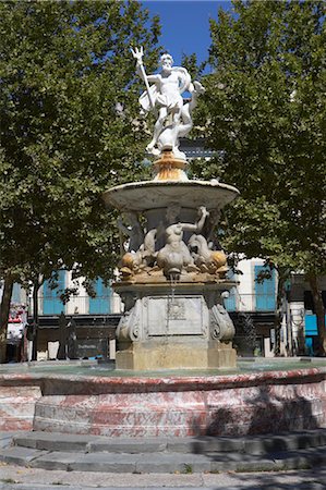 Fountain of Neptune, Place Carnot, Carcassonne, Aude, Languedoc-Roussillon, France Stock Photo - Premium Royalty-Free, Code: 600-03644847