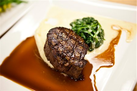 restaurant table food not people not overhead - Steak and Vegetables Stock Photo - Premium Royalty-Free, Code: 600-03644893