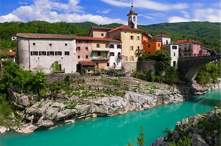 soca river - Kanal ob Soci, rivière Soca, Slovénie Photographie de stock - Premium Libres de Droits, Code: 600-03659239