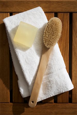 Scrub Brush, Soap and Towel Stock Photo - Premium Royalty-Free, Code: 600-03665038