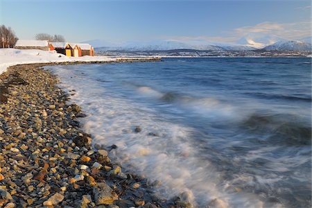 Coast in Winter, Nordbotn, Storevla, Tromso, Troms, Norway Foto de stock - Sin royalties Premium, Código: 600-03665498