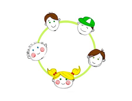 female baseball cap - Illustration of Happy Children in a Circle Stock Photo - Premium Royalty-Free, Code: 600-03665746