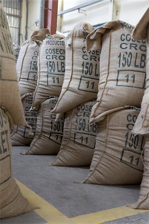 Coffee Packed in Burlap Sacks, Cofeco S.A. Dry Mill, Huehuetenango Department, Guatemala Stock Photo - Premium Royalty-Free, Code: 600-03686197