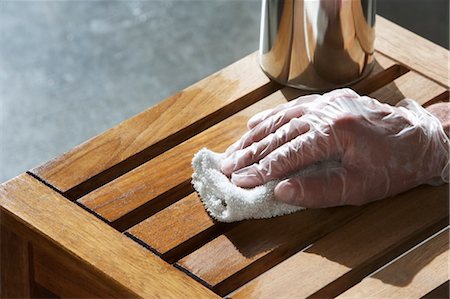 rubber gloves man - Staining Wood Bench Stock Photo - Premium Royalty-Free, Code: 600-03681984