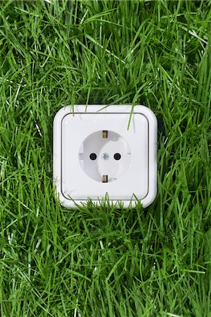 power outlet - Electrical Outlet in Grass, Hamburg, Germany Foto de stock - Sin royalties Premium, Código: 600-03682042