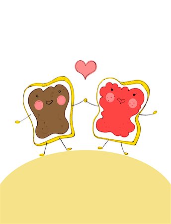 drawings of hearts - Illustration of Slices of Bread in Love Stock Photo - Premium Royalty-Free, Code: 600-03697985