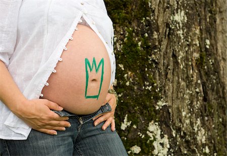 drawing (artwork) - Close-up of Pregnant Woman's Belly, Salzburg, Austria Stock Photo - Premium Royalty-Free, Code: 600-03768666