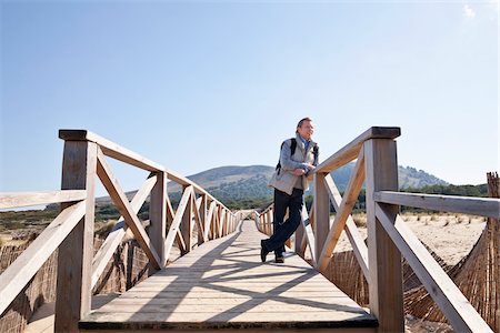 Man on Boardwalk, Cala Ratjada, Mallorca, Balearic Islands, Spain Foto de stock - Sin royalties Premium, Código: 600-03768674