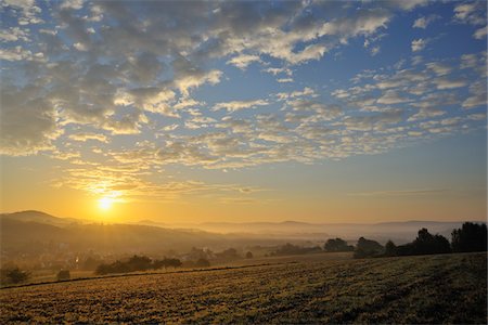 sun farm - Sunrise, Wenighoesbach, Aschaffenburg, Franconia, Spessart, Bavaria, Germany Stock Photo - Premium Royalty-Free, Code: 600-03787426