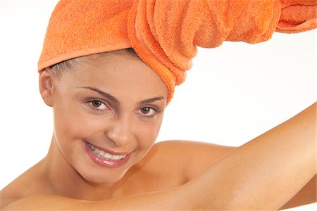 simsearch:600-03787546,k - Woman Drying Hair Stock Photo - Premium Royalty-Free, Code: 600-03787557