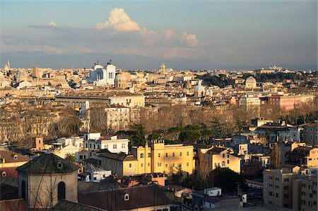 skylines overview city sunset - View From Manfredi Lighthouse, Gianicolo Hill, Rome, Lazio, Italy Stock Photo - Premium Royalty-Free, Code: 600-03787698