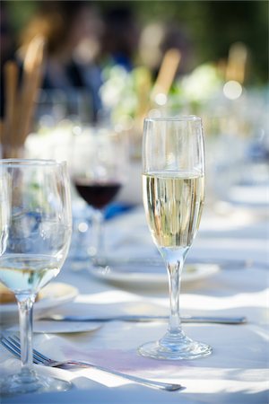 Verre de Champagne à la réception de mariage Photographie de stock - Premium Libres de Droits, Code: 600-03814737