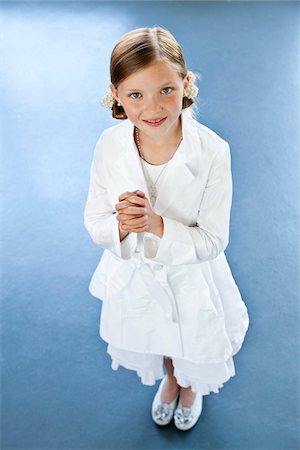 smile girl with footwear - Portrait of Girl Wearing White Stock Photo - Premium Royalty-Free, Code: 600-03821101