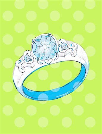 diamante (piedra preciosa) - Illustration of Diamond Ring Foto de stock - Sin royalties Premium, Código: 600-03849350