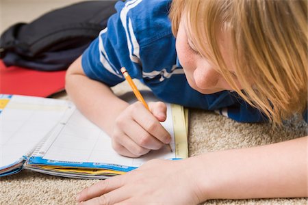 Boy Doing School Work, Tallahassee, Florida, USA Foto de stock - Sin royalties Premium, Código: 600-03865581