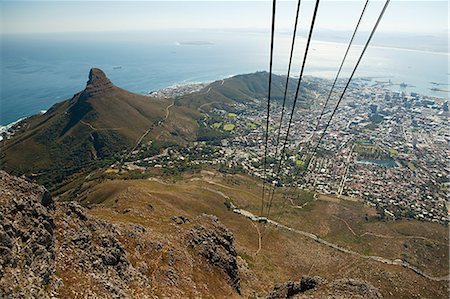 south africa urban - View of Cape Town from cable car to Table Mountain, South Africa Stock Photo - Premium Royalty-Free, Code: 614-05523073