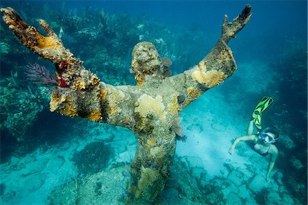 religious symbol - Christ of the Abyss statue Stock Photo - Premium Royalty-Free, Code: 614-05556745