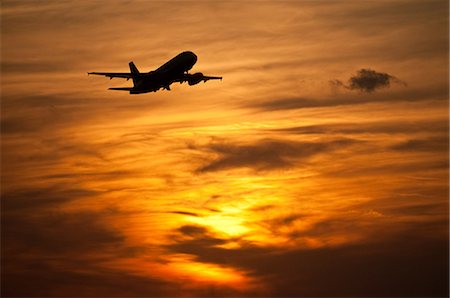 Avion dans le ciel du soir Photographie de stock - Premium Libres de Droits, Code: 614-05819090