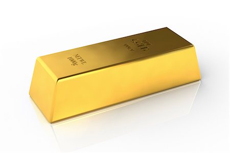 Fine gold bar on white background Foto de stock - Royalty Free Premium, Número: 614-05955542