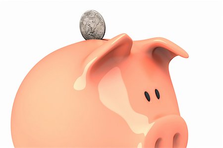 Piggy bank and dollar coin Stock Photo - Premium Royalty-Free, Code: 614-05955550
