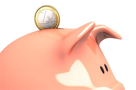 saving money images animation - Piggy bank and euro coin Stock Photo - Premium Royalty-Free, Code: 614-05955551