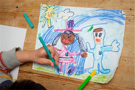 Child drawing a picture Foto de stock - Sin royalties Premium, Código: 614-05955599