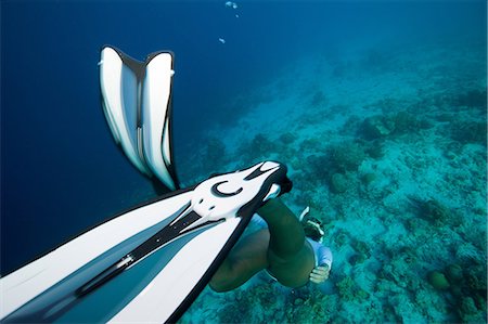 plongée autonome à l'air - Freediver plongée vers le bas Photographie de stock - Premium Libres de Droits, Code: 614-06002574