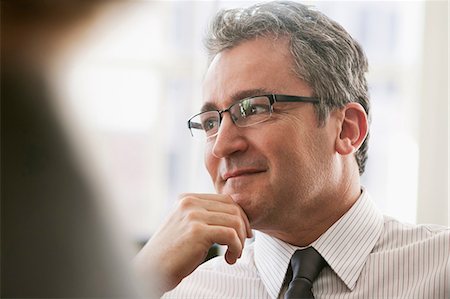 pensive woman profile - Mature businessman looking away and thinking Stock Photo - Premium Royalty-Free, Code: 614-06044365