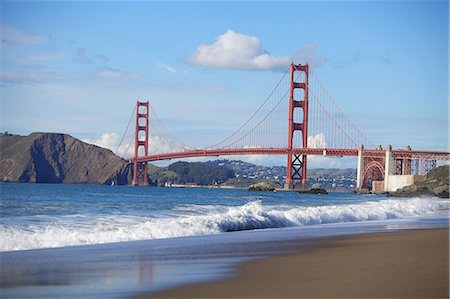 san francisco - Golden Gate Bridge and San Francisco Bay, California, USA Foto de stock - Sin royalties Premium, Código: 614-06044706