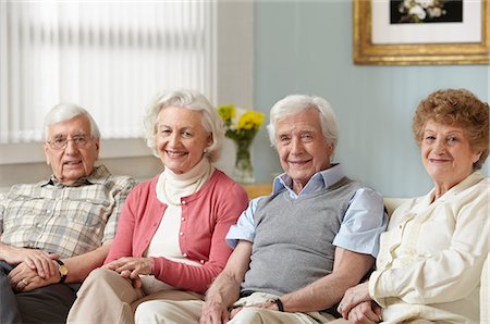 retirement home - Four seniors in care home, portrait Stock Photo - Premium Royalty-Free, Code: 614-06043879