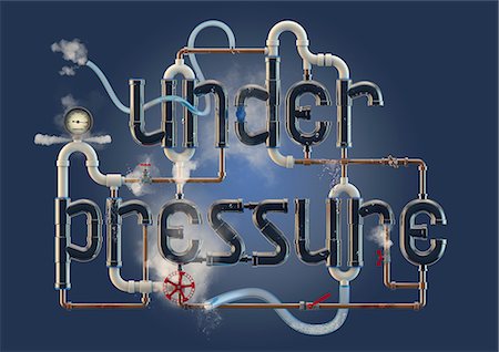 Under Pressure - word illustration formed from pipes Fotografie stock - Premium Royalty-Free, Codice: 614-06169465