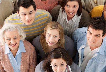 seniors group not family - Group of people looking at camera, high angle Stock Photo - Premium Royalty-Free, Code: 614-06311786