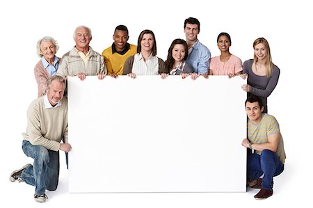 Group of people holding blank notice board Stock Photo - Premium Royalty-Free, Code: 614-06311797