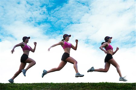 Composite multiple image of young woman running Stock Photo - Premium Royalty-Free, Code: 614-06311873