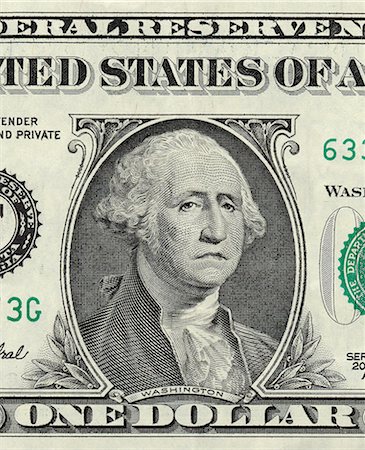 dollar - George Washington on one US dollar with sad expression Stock Photo - Premium Royalty-Free, Code: 614-06442954