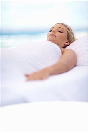 spa tranquility - Woman wrapped in blanket outdoors Stock Photo - Premium Royalty-Free, Code: 614-06537337