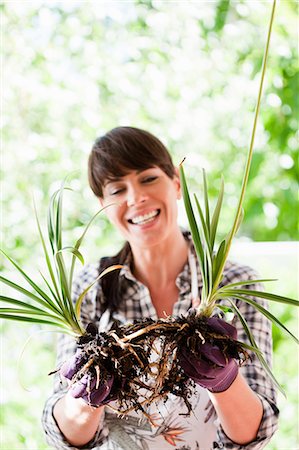 Woman pulling apart plant roots Foto de stock - Sin royalties Premium, Código: 614-06624065