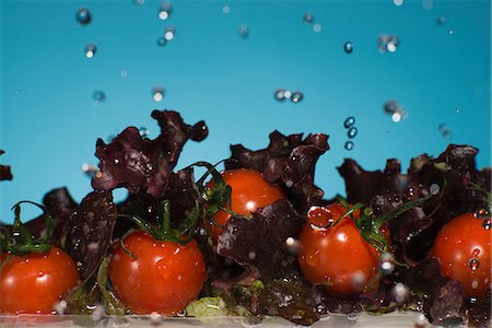 simsearch:6122-08229154,k - Lettuce and tomatoes splashing in water Stockbilder - Premium RF Lizenzfrei, Bildnummer: 614-06624611