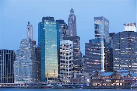 financial district nyc - New York City skyline lit up at night Stock Photo - Premium Royalty-Free, Code: 614-06624700