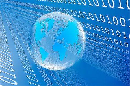 Illustration of globe and binary code Foto de stock - Sin royalties Premium, Código: 614-06625105